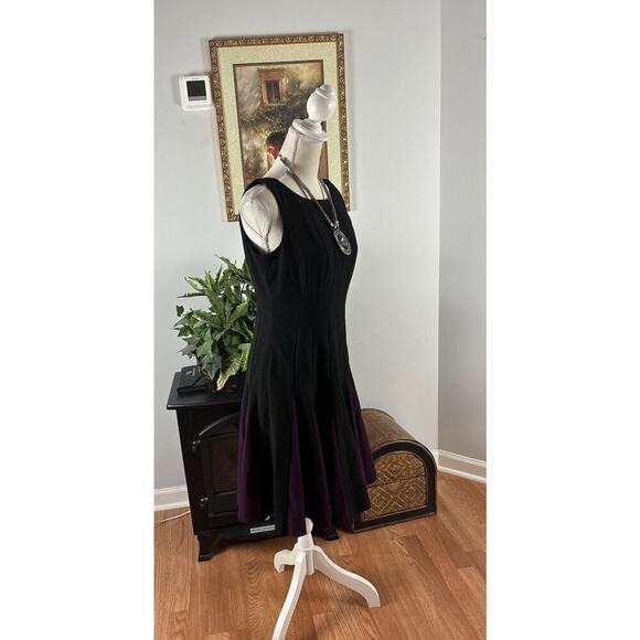 TOMMY HILFIGER Womens Black And Purple Sleeveless Fit & Flare Dress 6 - Picture 10 of 13